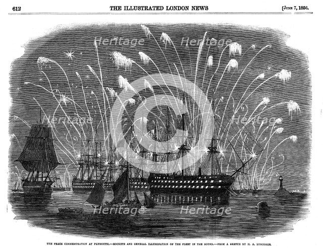 Peace commemorations for the end of the Crimean War, at Plymouth, England, 1856. Artist: Unknown
