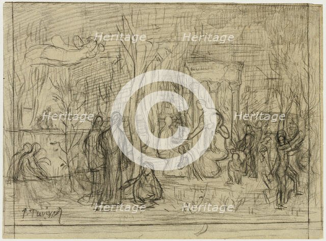 Compositional study for The Sacred Grove, Beloved of the Arts and the Muses, 1883/84. Creator: Pierre Puvis de Chavannes.
