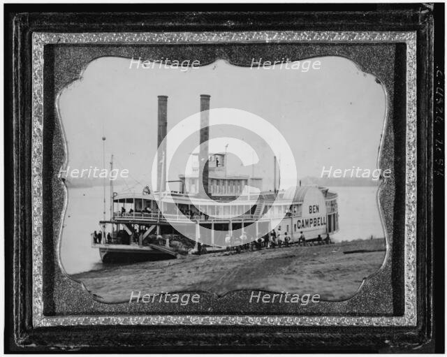 Ben Campbell, steamship at landing, between 1852 and 1860. Creator: Unknown.