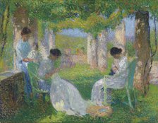 Sewing under the large pergola. Creator: Martin, Henri (1860-1943).