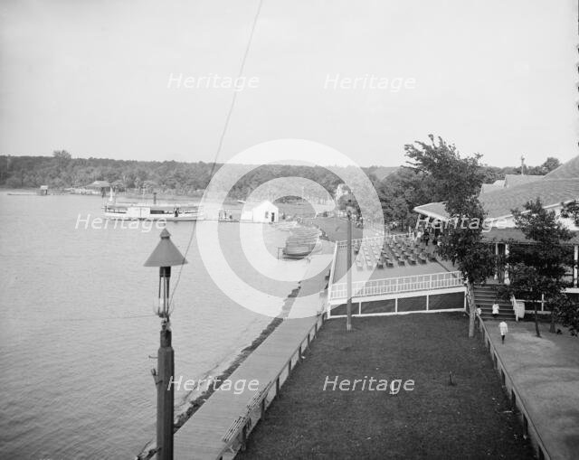 Lake shore and pavilion at Wildwood, White Bear Lake, near St. Paul, Minn., between 1900 and 1905. Creator: Unknown.