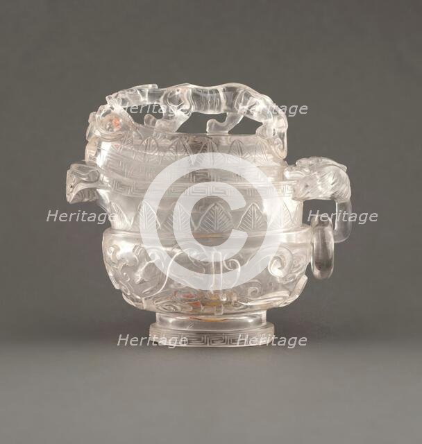 Covered vessel with wood stand, 18th century. Creator: Unknown.