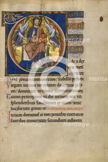 Initial D: Christ Enthroned; Psalter, after 1205. Creator: Master of Ingeborg Psalter.