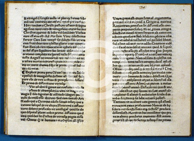 Pages of the work 'De laudibus iohannis apostoli et evangelistai' by Ambrose de Cora, 1475. Creator: Ambrosio di Cora.