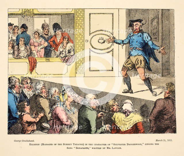 Elliston (Manager of the Surrey Theatre) in the character of Sylvester Daggerwood, 1811.