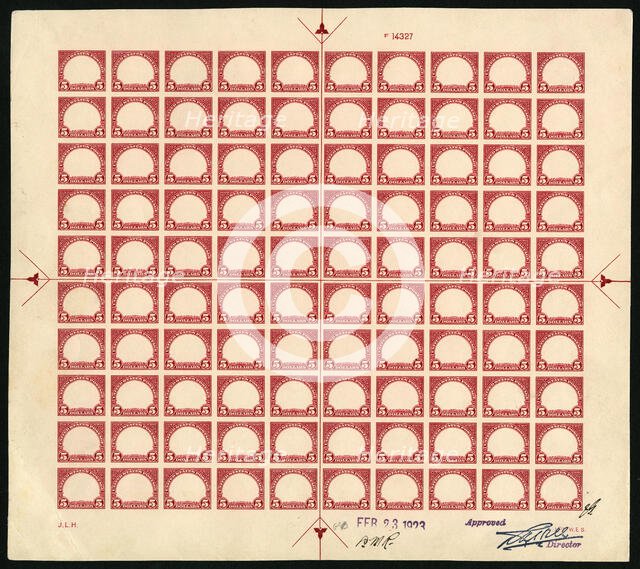 $5 Statue of Freedom frame plate proof, 8455. Creator: Bureau of Engraving and Printing.