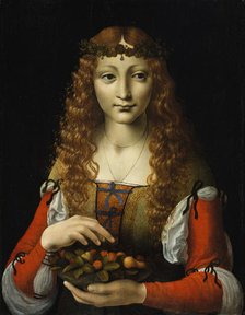 Girl with Cherries, ca. 1491-95. Creator: Marco d'Oggiono.