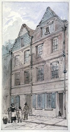 Houses in Blackhorse Alley, Fleet Street, City of London, 1850. Artist: James Findlay