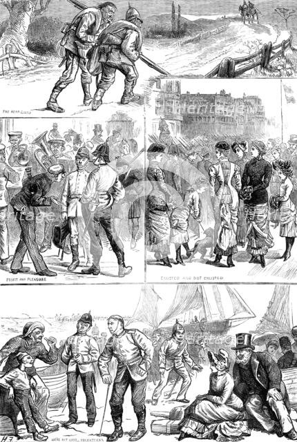 Sketches at the Brighton Volunteer Review, 1881. Creator: Unknown.
