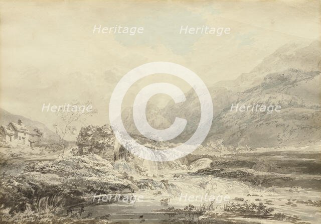 Mountainous Landscape With Overshot Mill And Bridge, c1795. Creator: Thomas Girtin.