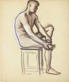 Seated nude, sketch, c1910s. Creator: Verner Thome.