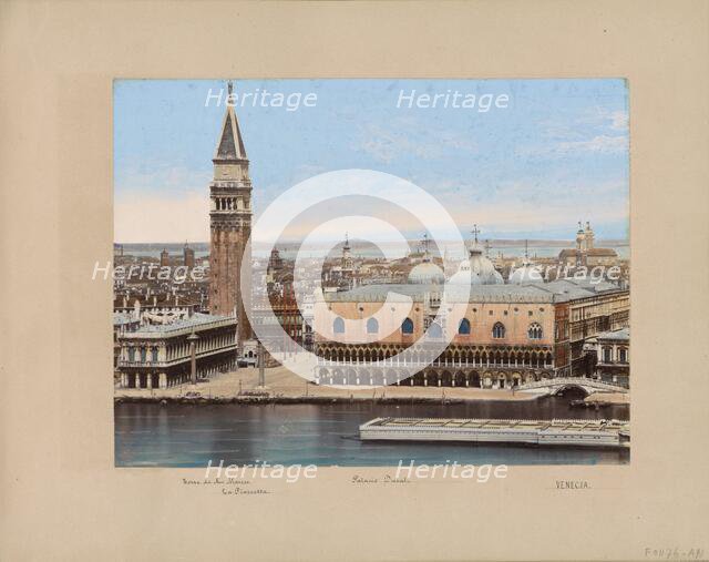 View of the Doge's Palace, the Campanile and surrounding buildings in Venice, 1850-1876. Creator: Anon.