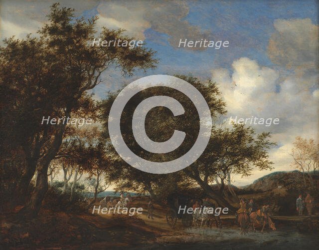 Landscape with Travellers Watering their Horses, 1659. Creator: Salomon Ruysdael.