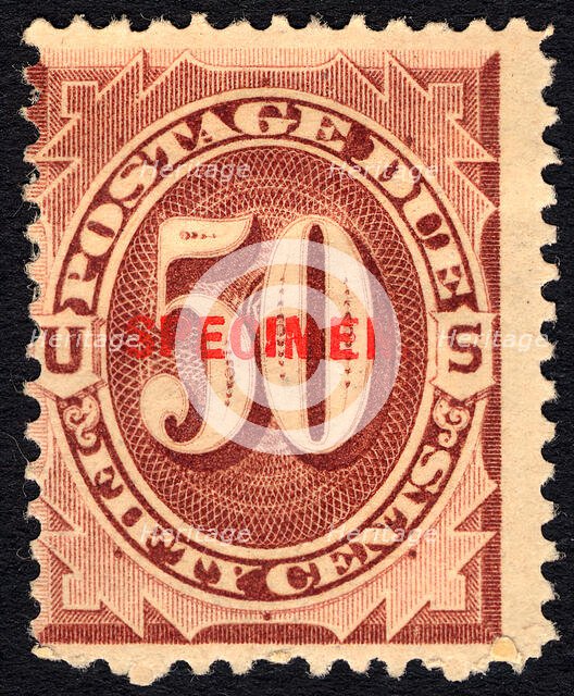 50c Postage Due specimen overprint single, 1884. Creator: Unknown.