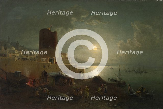 View of the Maiden Tower in Baku. Artist: Franken, Paul von (1818-1884)