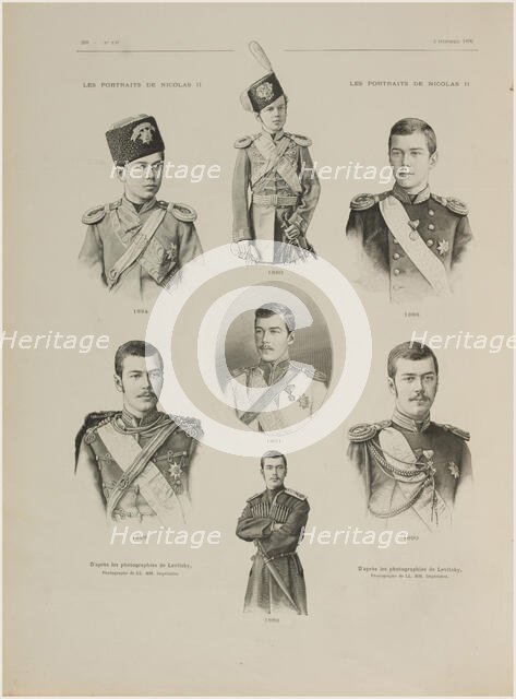 Portraits of Emperor Nicholas II from the period from 1880 to 1891, 1896. Creator: Anonymous.