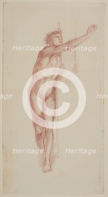 Male Nude - Study of Man Embracing Tree, 1868-69. Creator: Sir Edward Coley Burne-Jones.