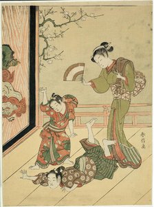 The Wrestling Match (parody of Ushikawamaru and Benkei), c. 1767. Creator: Suzuki Harunobu.