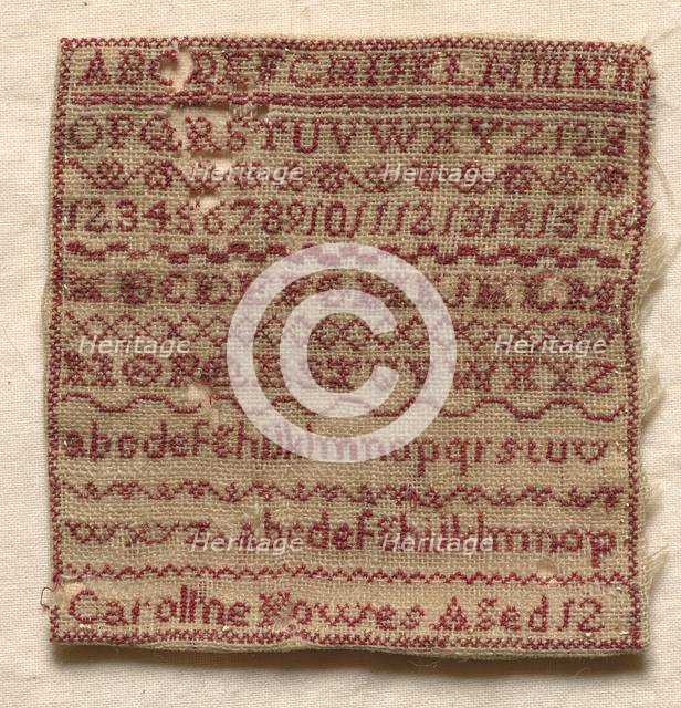 Sampler, 1800s. Creator: Unknown.