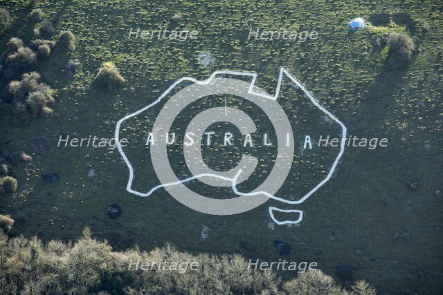 Outline chalk map of Australia, Wiltshire, 2019. Creator: Damian Grady.