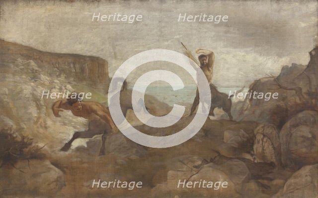 Centaurs Hunting Boars, 1866-1867. Creator: Ludvig Abelin Schou.