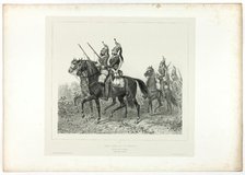 11th dragoons advance guard, from Souvenirs d’Italie: Expédition de Rome, 1854. Creator: Auguste Raffet.