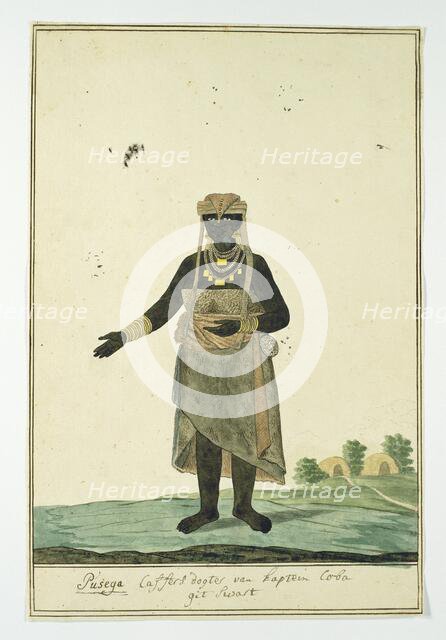 Pusega, daughter of Coba (or Kobé), a chief of the Gqunukhwebe tribe, 1778. Creator: Robert Jacob Gordon.