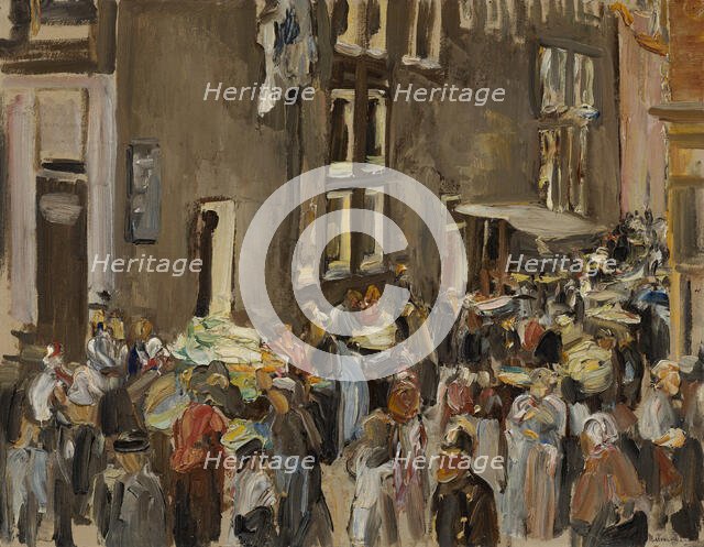 Jewish Street in Amsterdam, at the intersection of Uilenburgersteeg and Jodenbreestraat, 1905. Creator: Liebermann, Max (1847-1935).