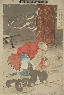 The Wicked Thoughts of the Priest Raigo of Miidera Transform Him into a Rat, 1891. Creator: Tsukioka Yoshitoshi.