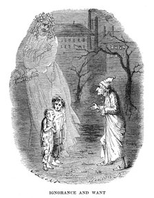 Scene from A Christmas Carol by Charles Dickens, 1843. Artist: Unknown