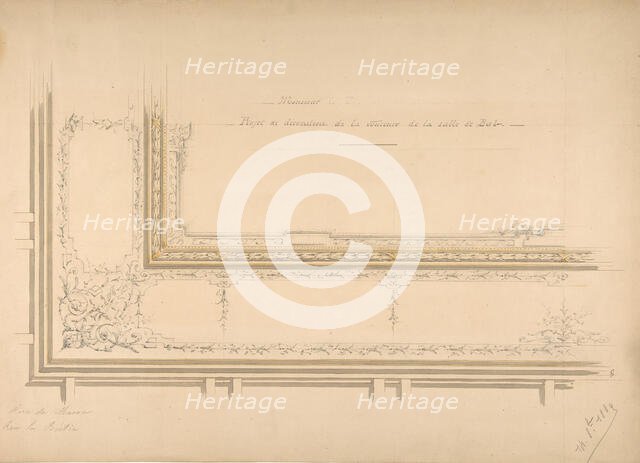 Design for ceiling decoration in the residence of the Duc de Massa on the rue la Boétie, Paris, 1889 Creators: Jules-Edmond-Charles Lachaise, Eugène-Pierre Gourdet.