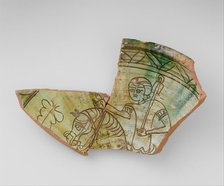 Fragment of a Bowl with a Horse and Rider, Byzantine, 1200-1268. Creator: Unknown.