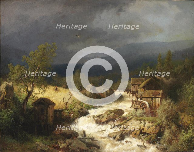 Mill on a Torrent, 1871. Creator: Hermann Herzog.