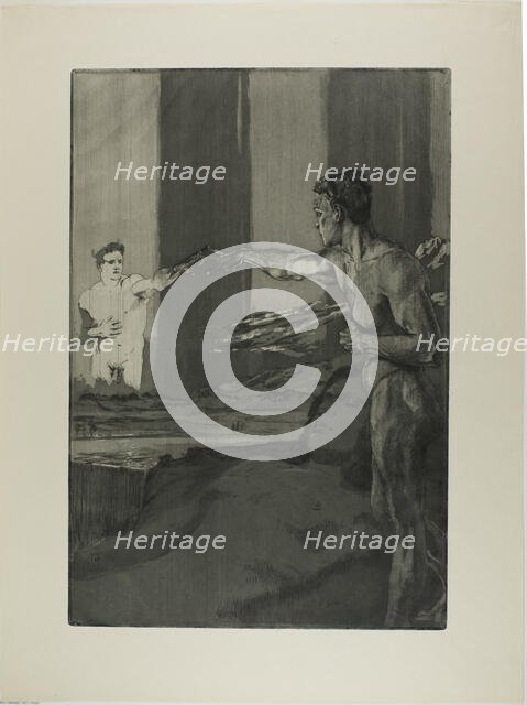 Philosopher, plate three from One Death, Part II, c. 1889. Creator: Max Klinger.