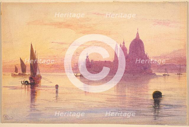 Santa Maria della Salute, Venice, at Sunset, 1865/1884. Creator: Edward Lear.