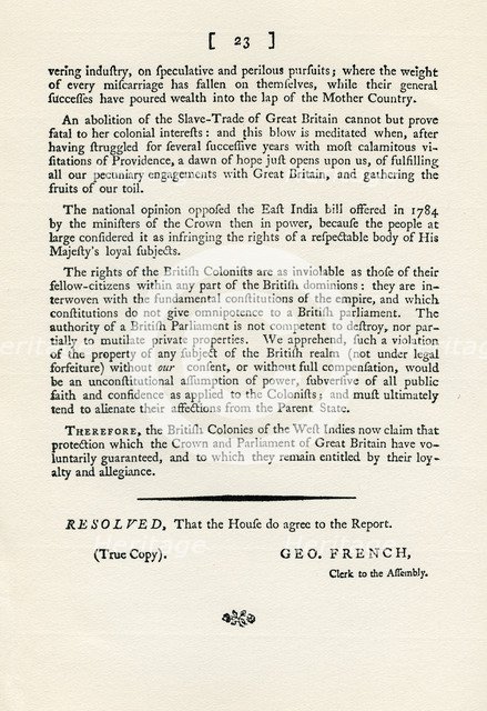 A remonstration of the subject of the slave trade, 1789 (1965). Artist: Unknown