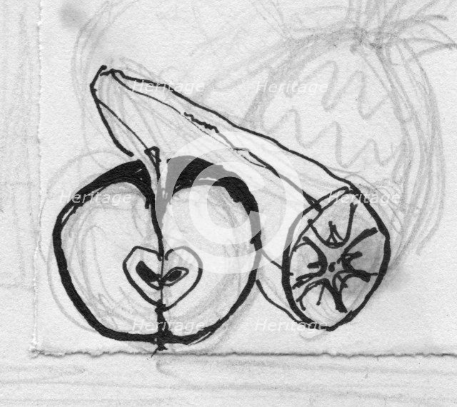 Apple and banana, c1950. Creator: Shirley Markham.