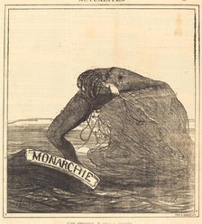 C'est dangereux, la pêche à l'épervier, 1871. Creator: Honore Daumier.