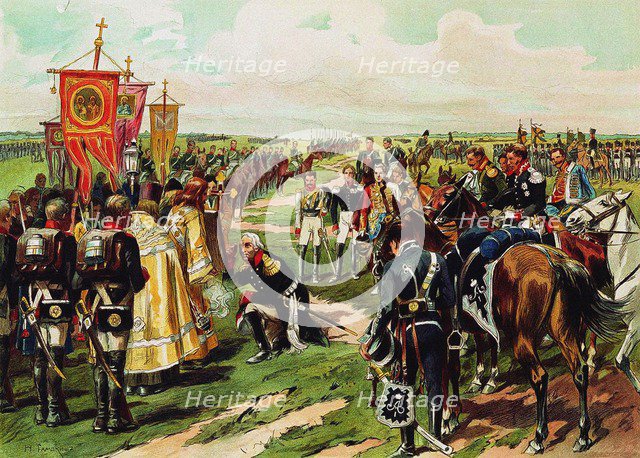 Marschall Mikhail Kutuzov before the Battle of Borodino, 1912. Artist: Samokish, Nikolai Semyonovich (1860-1944)