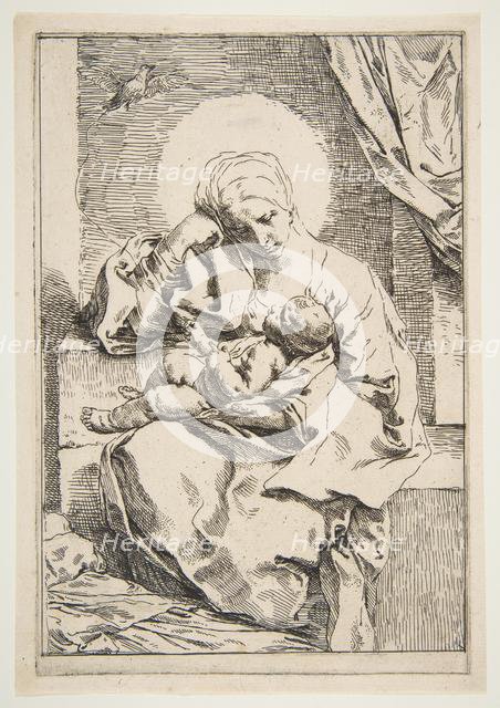 Madonna and Child with a bird, ca. 1635-1636. Creator: Simone Cantarini.
