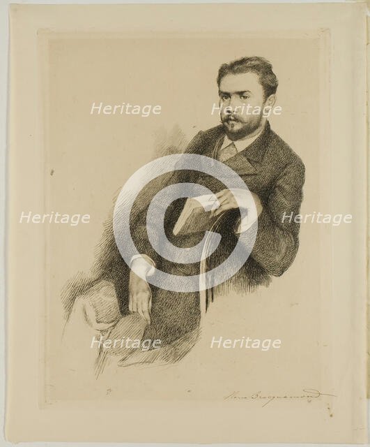 Portrait of the Critic Gustave Geffroy, by 1890. Creator: Marie Bracquemond.