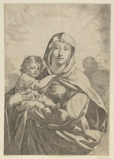 The Virgin standing facing front and holding the infant Christ, angels behind them..., ca 1700-1800. Creator: Anon.