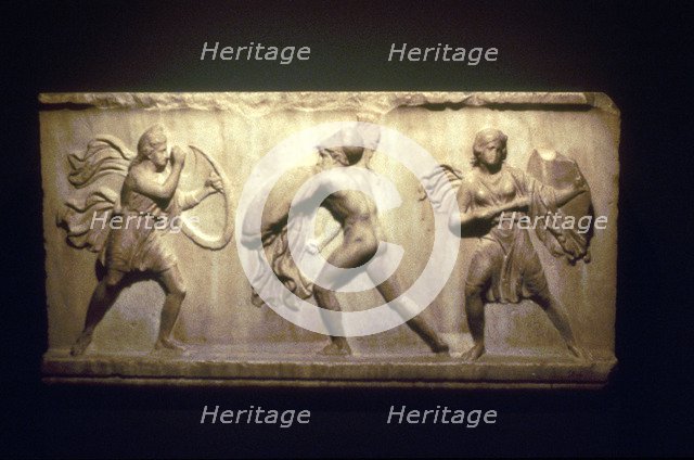 Greek warrior fighting an Amazon, 8th-5th century BC. Artist: Unknown