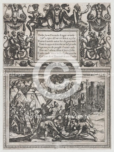Plate 12: Illustration to Canto XII, from Torquato Tasso's 'Gerusalemme liberata ..., ca. 1590-1630. Creator: Antonio Tempesta.