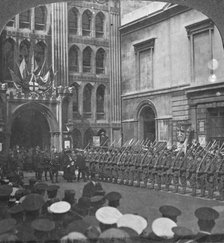 Inspecting the Guard of Honour at the Guildhall, London, World War I, c1914-c1916. Artist: Realistic Travels Publishers