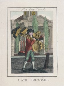 'Hair Brooms', Cries of London, 1804. Artist: Anon