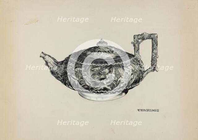 Silver Teapot, c. 1938. Creator: Florence Hastings.