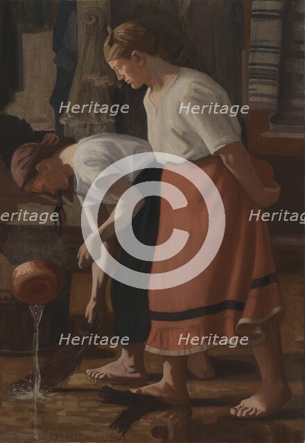Scrubbing the Floor, 1908. Creator: Juho Rissanen.