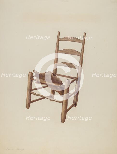 Handmade Chair - Rawhide Seat, c. 1939. Creator: Manuel G. Runyan.