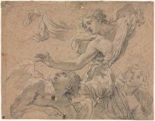 Studies of Angels (recto); Panthea before Cyrus? (verso), 1655-1660?. Creator: Michel Dorigny (French, 1617-1665).